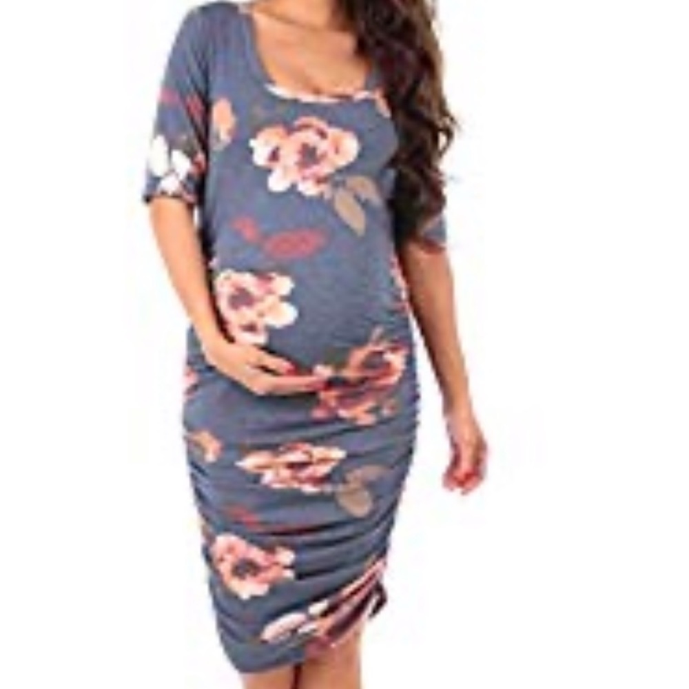 Maternity Ruched Floral dress